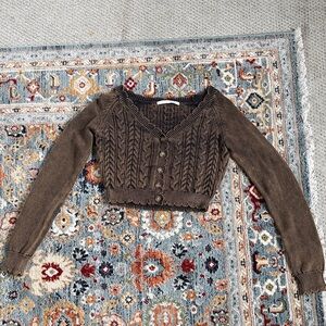 Cropped Brown Cardigan